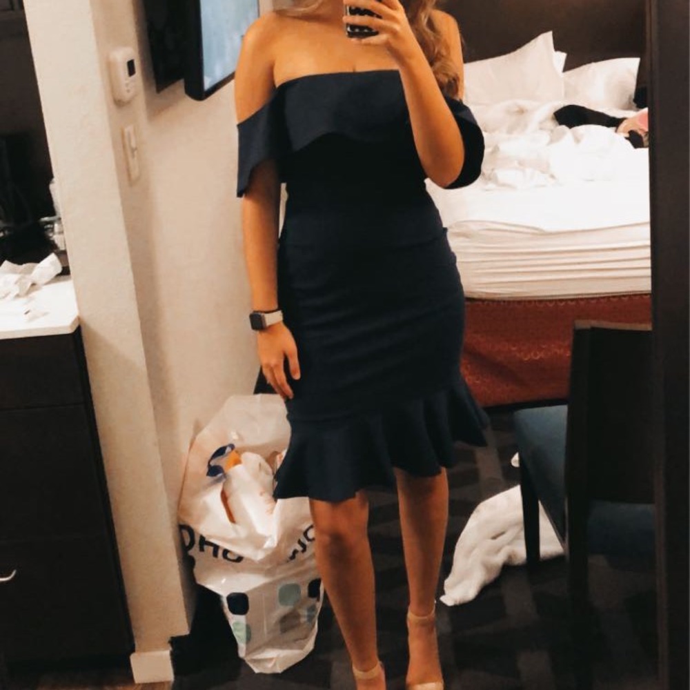 Lulus off the shoulder navy dress